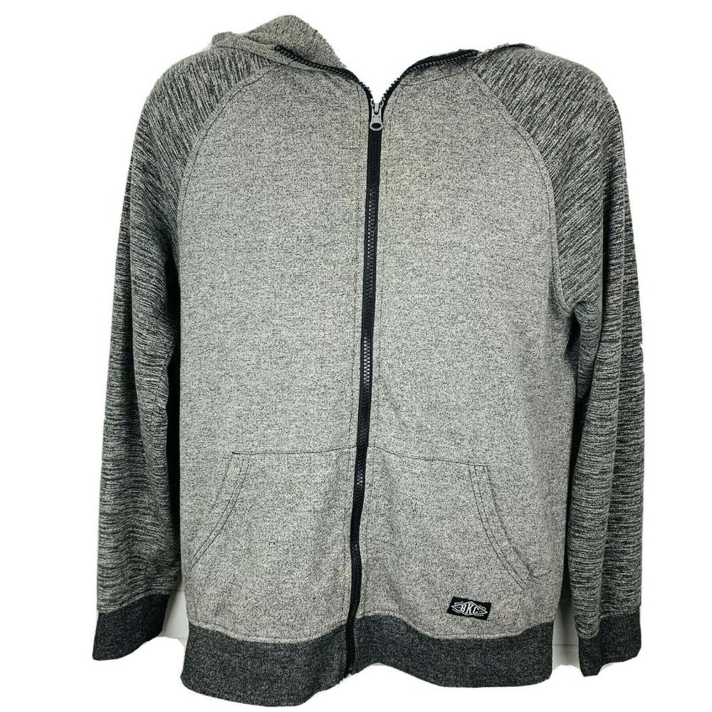 BROOKLYN CLOTH Hoodie Sweatshirt Full Zip Gray Black